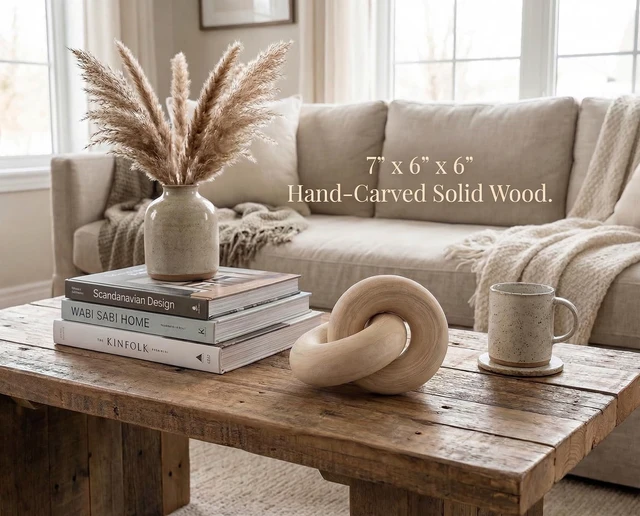 Alt view image 2 of 5 - Coffee Table Decor Book Shelf Decor Accents Home Decor Console Table Decorative Items Living Room Wood Knot Decor Chain Link Decorations Beige