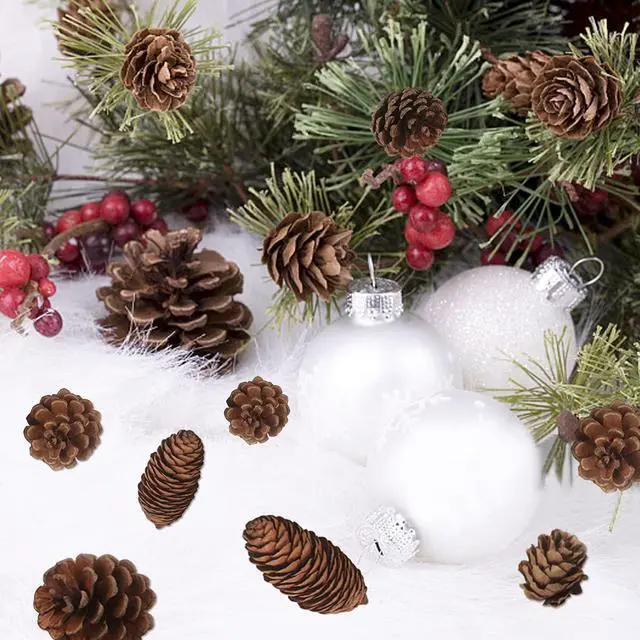Alt view image 2 of 6 - 40 PCS Rustic Pine Cone Decorations - Large, Medium and Mini Sizes for Table, Tree and Home Decor