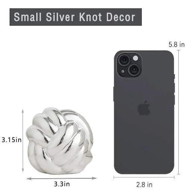 Alt view image 3 of 7 - Small Silver Knot Decor, Chain Link Decor, Coffee Table Decor, Book Shelf Decor, Entry Table Decor, Aesthetic Minimalist Decorative Objects for Modern Home Living Room, Desk Decor for Office (Silver)