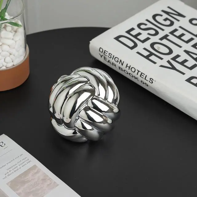 Alt view image 7 of 7 - Small Silver Knot Decor, Chain Link Decor, Coffee Table Decor, Book Shelf Decor, Entry Table Decor, Aesthetic Minimalist Decorative Objects for Modern Home Living Room, Desk Decor for Office (Silver)