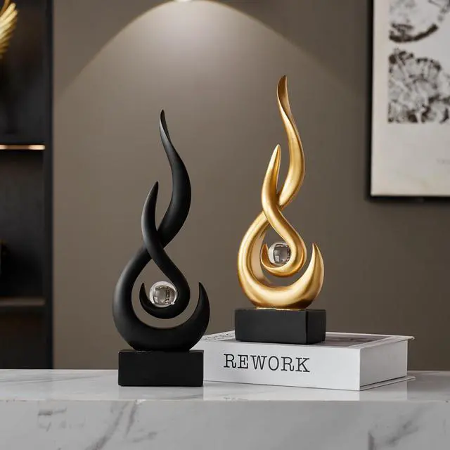 Alt view image 2 of 7 - Modern Abstract Art Table Decoration,Resin Flame Statue Modern Centerpiece Ornaments for Living Room Great Gift Idea Home Decor,Collectibles (Black)