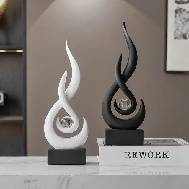 Alt view image 5 of 7 - Modern Abstract Art Table Decoration,Resin Flame Statue Modern Centerpiece Ornaments for Living Room Great Gift Idea Home Decor,Collectibles (Black)