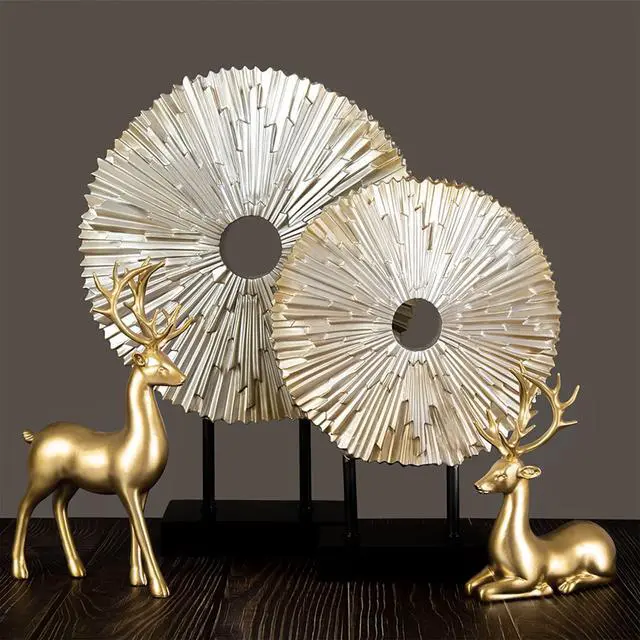 Alt view image 6 of 7 - Christmas Decorative Gift 2PCS Deer Sculpture 3D Geometric Deer Ornaments Table Living Room Decoration (Gold Smooth)