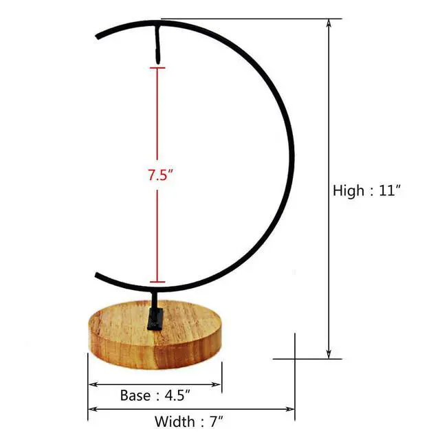 Alt view image 2 of 5 - 11-inch Ornament Display Stand with Wooden Base Metal Hook Tabletop Holder for Hanging Glass Globe Ball Gifts(1, Black)