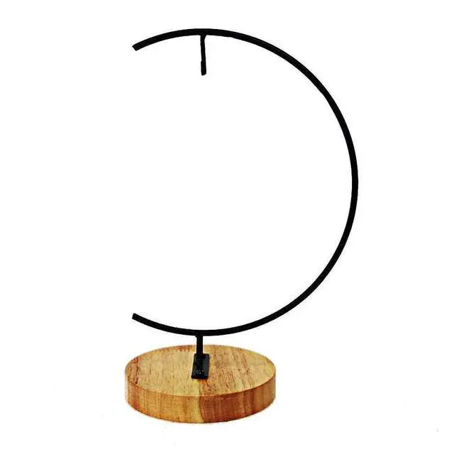 Main image of 11-inch Ornament Display Stand with Wooden Base Metal Hook Tabletop Holder for Hanging Glass Globe Ball Gifts(1, Black)