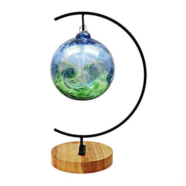Alt view image 3 of 5 - 11-inch Ornament Display Stand with Wooden Base Metal Hook Tabletop Holder for Hanging Glass Globe Ball Gifts(1, Black)