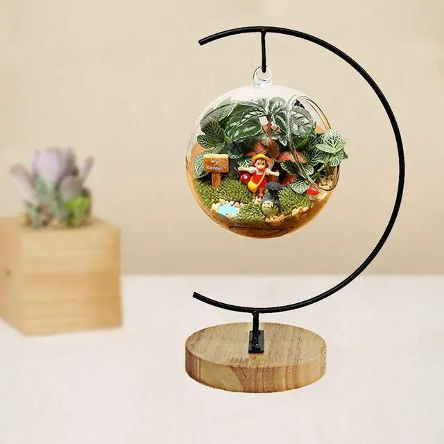 Alt view image 4 of 5 - 11-inch Ornament Display Stand with Wooden Base Metal Hook Tabletop Holder for Hanging Glass Globe Ball Gifts(1, Black)