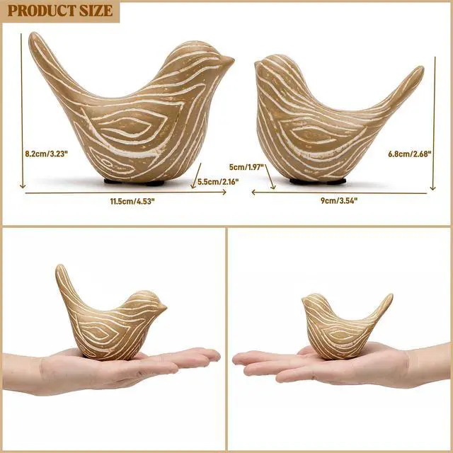 Alt view image 3 of 7 - 2PCS Small Birds Statues, Modern Home Decor Bird Sculptures, Animal Figurines Decorative Ornaments for Living Room, Bedroom, Office Desktop, Bookshelf, Coffee Table, Cabinets, Gifts for Bird Lovers