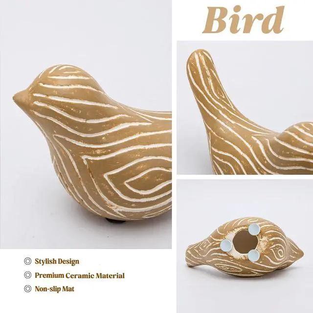 Alt view image 4 of 7 - 2PCS Small Birds Statues, Modern Home Decor Bird Sculptures, Animal Figurines Decorative Ornaments for Living Room, Bedroom, Office Desktop, Bookshelf, Coffee Table, Cabinets, Gifts for Bird Lovers