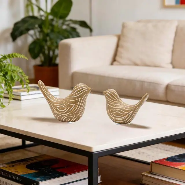 Alt view image 7 of 7 - 2PCS Small Birds Statues, Modern Home Decor Bird Sculptures, Animal Figurines Decorative Ornaments for Living Room, Bedroom, Office Desktop, Bookshelf, Coffee Table, Cabinets, Gifts for Bird Lovers