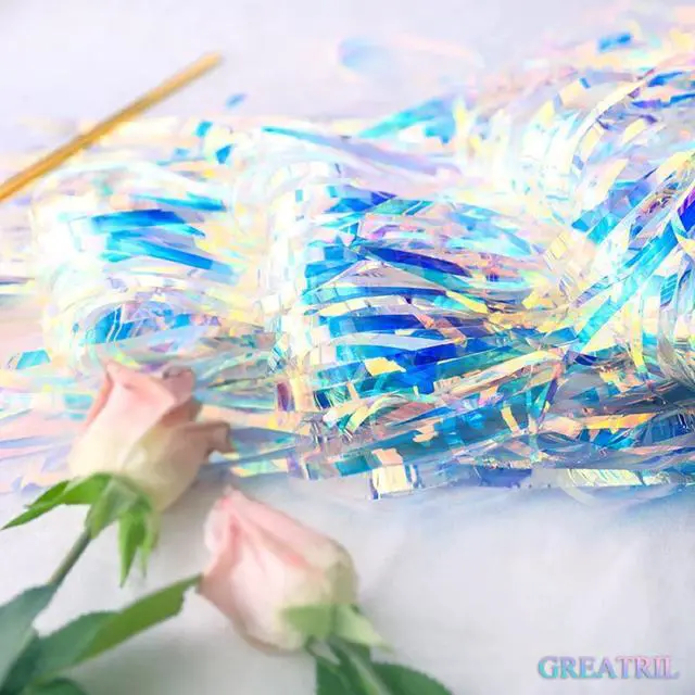Alt view image 7 of 7 - Iridescent Party Streamers Backdrop - GREATRIL Neon Transparent Holographic Tinsel Foil Fringe Curtain for Mermaid/Frozen/Sea/Euphoria/ERAS Party Theme Decorations 3.2ft x 6.5ft 2 PCS