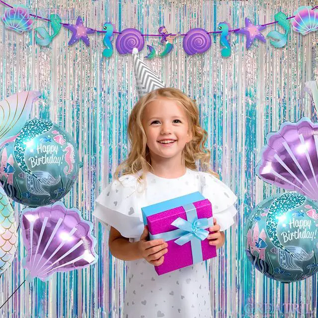 Alt view image 5 of 7 - Iridescent Party Streamers Backdrop - GREATRIL Neon Transparent Holographic Tinsel Foil Fringe Curtain for Mermaid/Frozen/Sea/Euphoria/ERAS Party Theme Decorations 3.2ft x 6.5ft 2 PCS