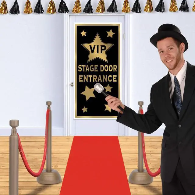 Alt view image 5 of 7 - VIP Stage Door Entrance Door Cover, Hollywood Red Carpet Party Decoration & Awards Night Decor, Celebrity Movie Megastar Door Covering, 5' x 30"