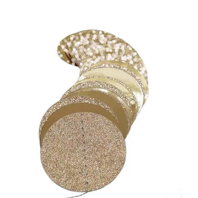 Alt view image 5 of 7 - 6 Pcs Glitter Champagne Gold Paper Circle Dots Garland (52 Feet) Party Hanging Bunting Birthday Party Decorations Engagement Party Bridal Shower Wedding Baby Shower Christmas Supplies Photo Backdrop