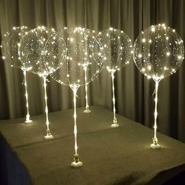 Alt view image 5 of 7 - warm white 6pc LED Light up Balloon with sticks, stands and batteries, Table top centerpieces for party, no helium required DIY Kit (warm white)