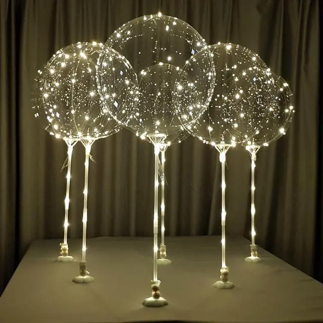 Alt view image 6 of 7 - warm white 6pc LED Light up Balloon with sticks, stands and batteries, Table top centerpieces for party, no helium required DIY Kit (warm white)