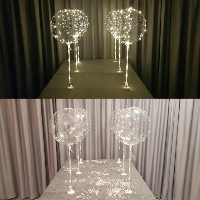 Alt view image 7 of 7 - warm white 6pc LED Light up Balloon with sticks, stands and batteries, Table top centerpieces for party, no helium required DIY Kit (warm white)