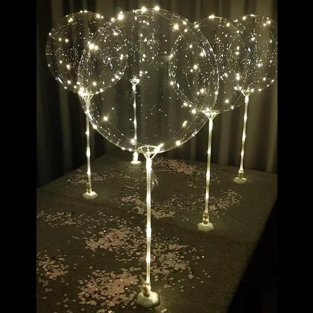Alt view image 4 of 7 - warm white 6pc LED Light up Balloon with sticks, stands and batteries, Table top centerpieces for party, no helium required DIY Kit (warm white)