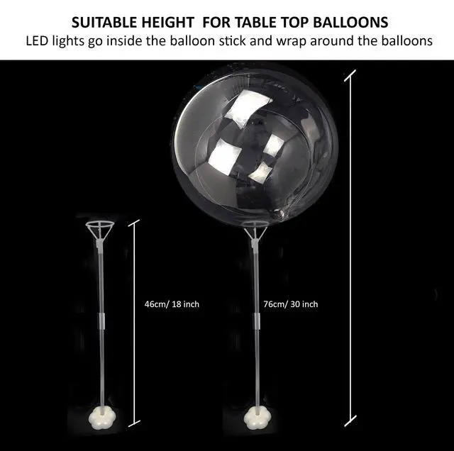 Alt view image 2 of 7 - warm white 6pc LED Light up Balloon with sticks, stands and batteries, Table top centerpieces for party, no helium required DIY Kit (warm white)