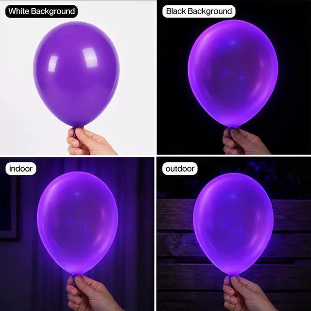 Alt view image 2 of 7 - 100 Pcs UV Neon Balloons, Neon Glow Party Balloons UV BlackLight Balloons glow in the dark party supplies for Birthday Decorations Wedding Glow Party Supplies Light up Balloons