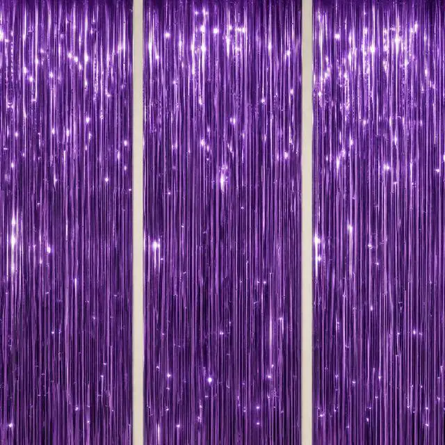 Main image of 3 Pack Foil Fringe Backdrop - Purple Shiny Tinsel Curtains for Party Decoration/Photo Booth Props - 3.3x8.2 FT Metallic Foil Backdrop for Birthday, Wedding, Graduation, Christmas.