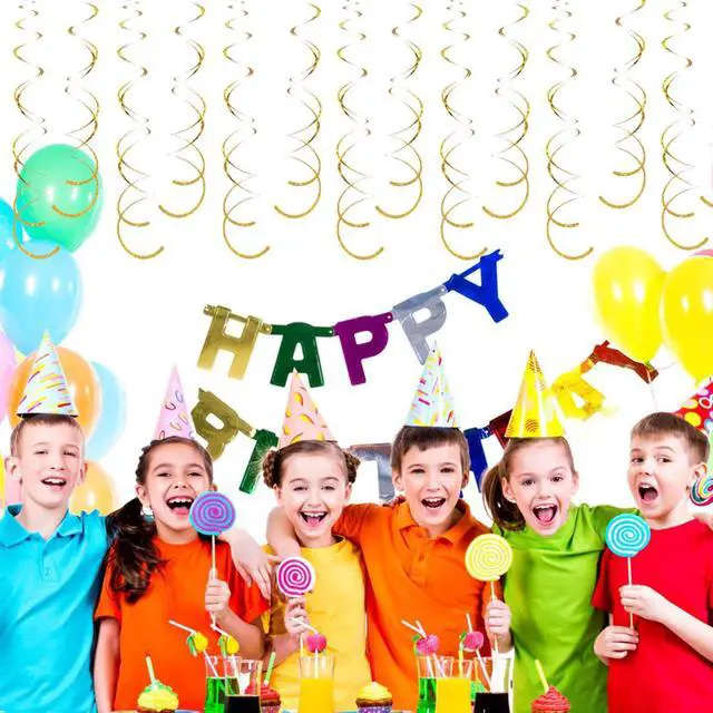 Alt view image 6 of 6 - 30 Pieces Gold Hanging Swirl Decorations Sparkle Golden Plastic Streamers Ceiling Decorations Wedding Bachelorette Baby Shower Birthday Party Anniversary Graduation Christmas New Year Decorations