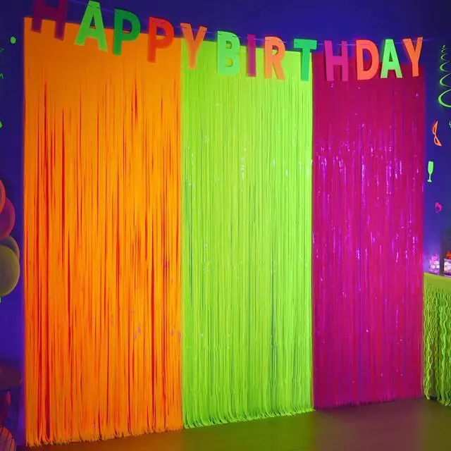 Main image of Glow in The Dark Party Supplies, 3 Pack Neon Party Decorations