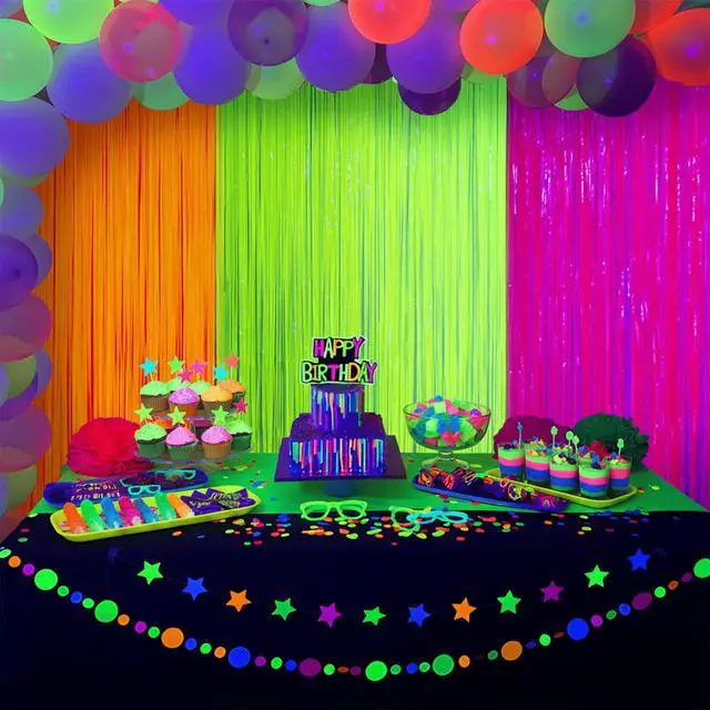 Alt view image 5 of 7 - Glow in The Dark Party Supplies, 3 Pack Neon Party Decorations