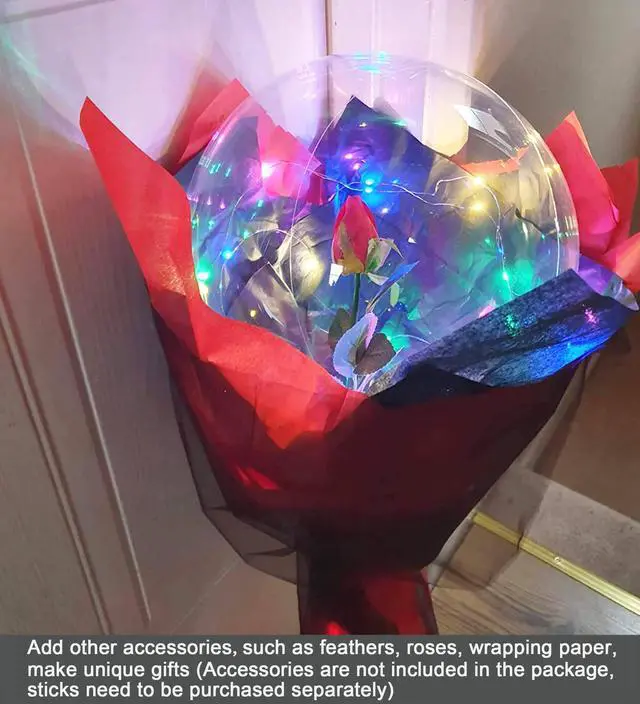 Alt view image 5 of 7 - LED Balloons 10 Pack, Light Up Balloons 20 Inches Clear Helium Bobo Balloon, Glow Bubble Balloons with String Lights for Valentines Day Halloween Christmas Wedding Birthday Party Decoration
