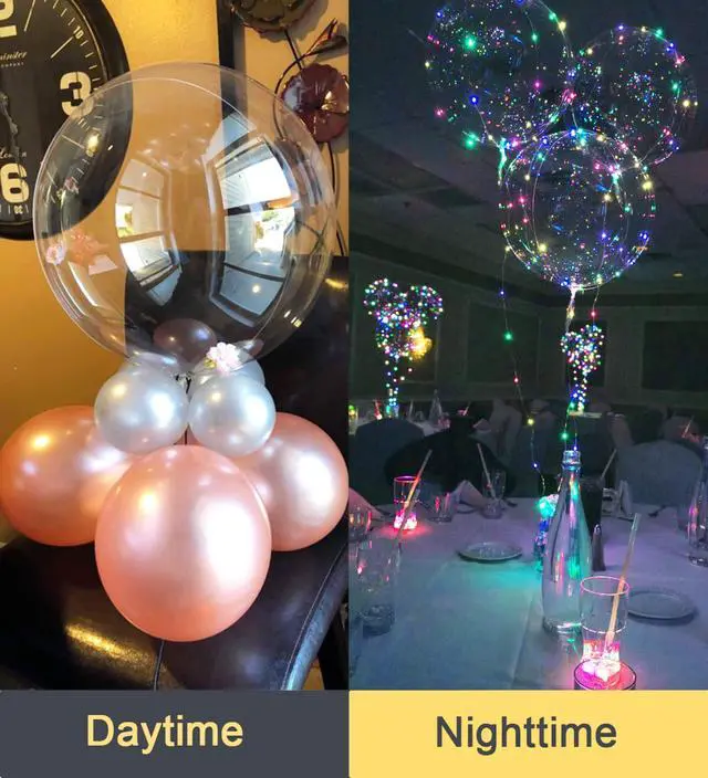 Alt view image 4 of 7 - LED Balloons 10 Pack, Light Up Balloons 20 Inches Clear Helium Bobo Balloon, Glow Bubble Balloons with String Lights for Valentines Day Halloween Christmas Wedding Birthday Party Decoration