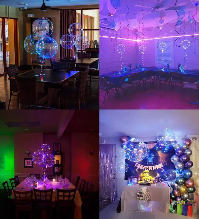 Alt view image 3 of 7 - LED Balloons 10 Pack, Light Up Balloons 20 Inches Clear Helium Bobo Balloon, Glow Bubble Balloons with String Lights for Valentines Day Halloween Christmas Wedding Birthday Party Decoration