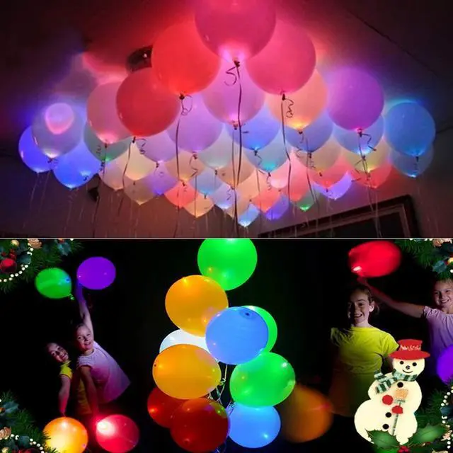 Main image of 20 LED Light Up Balloons, 12 inch Neon Balloons Mixed Colors Flashing Lasts 24 Hours Glow in the dark for Birthday Glow Party Favors Supplies Wedding Halloween Christmas Decorations