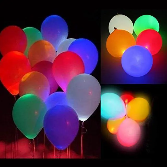 Alt view image 3 of 7 - 20 LED Light Up Balloons, 12 inch Neon Balloons Mixed Colors Flashing Lasts 24 Hours Glow in the dark for Birthday Glow Party Favors Supplies Wedding Halloween Christmas Decorations