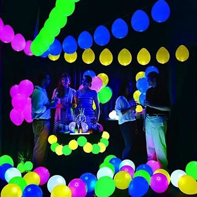 Alt view image 4 of 7 - 20 LED Light Up Balloons, 12 inch Neon Balloons Mixed Colors Flashing Lasts 24 Hours Glow in the dark for Birthday Glow Party Favors Supplies Wedding Halloween Christmas Decorations