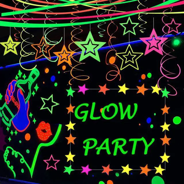 Alt view image 2 of 7 - 540feet Paper UV Neon Garland Neon Streamers Glow in The Dark Neon Party Supplies and Decorations Glow in The Dark Streamers Blacklight Reactive Fluorescent Black Light Party Kit for Birthday Wedding