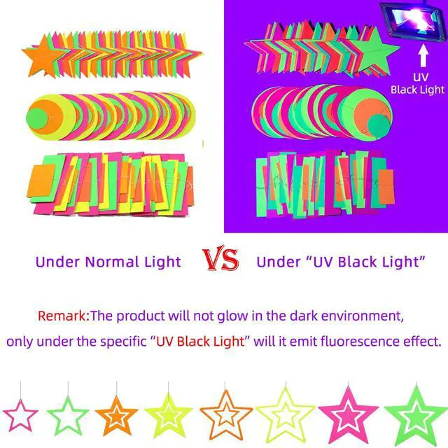 Alt view image 3 of 7 - 540feet Paper UV Neon Garland Neon Streamers Glow in The Dark Neon Party Supplies and Decorations Glow in The Dark Streamers Blacklight Reactive Fluorescent Black Light Party Kit for Birthday Wedding