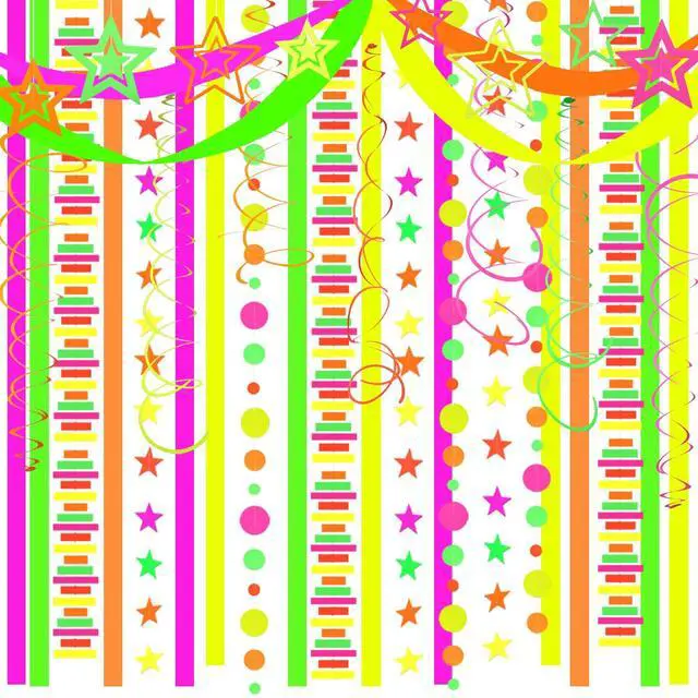 Alt view image 6 of 7 - 540feet Paper UV Neon Garland Neon Streamers Glow in The Dark Neon Party Supplies and Decorations Glow in The Dark Streamers Blacklight Reactive Fluorescent Black Light Party Kit for Birthday Wedding