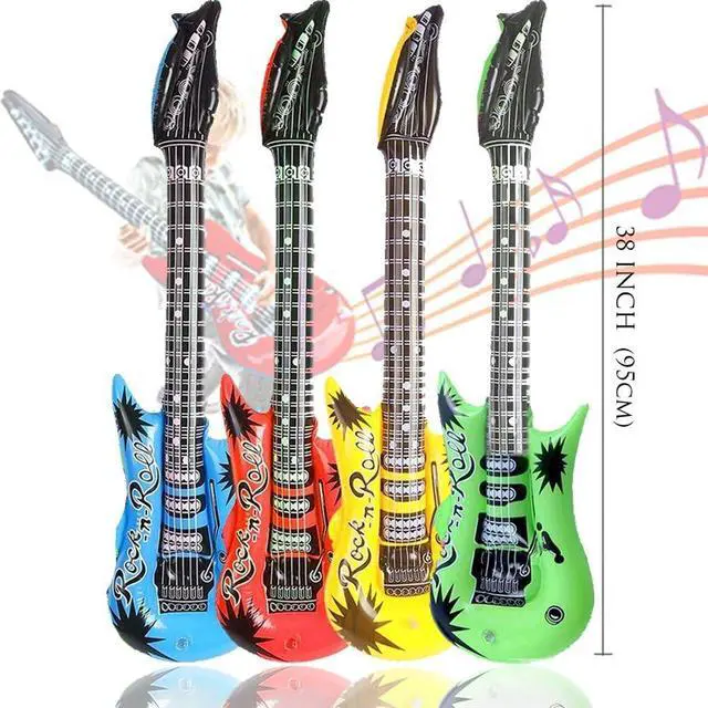 Alt view image 3 of 7 - Inflatable Rock Star Toy Set, 18 Pack Inflatable Party Props - 4 Inflatable Guitar, 6 Microphones, 6 Shutter Shading Glasses, 1 Saxophone and 1 Inflatable Keyboard Piano Inflatable Rock Toys