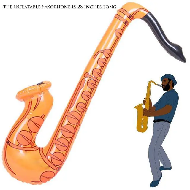 Alt view image 7 of 7 - Inflatable Rock Star Toy Set, 18 Pack Inflatable Party Props - 4 Inflatable Guitar, 6 Microphones, 6 Shutter Shading Glasses, 1 Saxophone and 1 Inflatable Keyboard Piano Inflatable Rock Toys