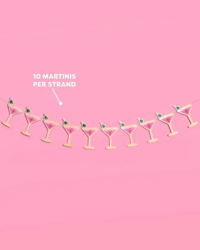 Alt view image 2 of 7 - Martini 3D Pop Up Gold Foil Banner - 5 Ft. | Bachelorette Decoration, Birthday Party Sign, Casino Decor, Girl Cocktail Backdrop, Vegas Photo Booth Background