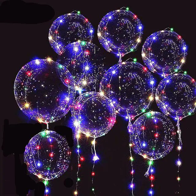 Alt view image 2 of 7 - 10 PACKS LED Bobo Balloons,Transparent LED Light Up Balloons,Helium Style Glow Bubble Balloons with String Lights for Party Birthday Wedding Festival Decorations (Colorful)