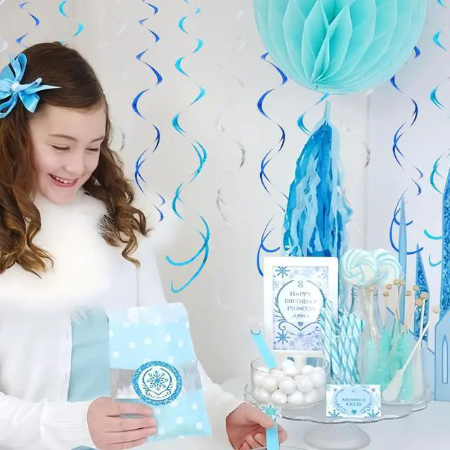 Alt view image 6 of 6 - Blue Blue Silver Hanging Swirls Party Decorations Plastic Streamer for Ceiling, Birthday Hanging Party Supplies, Pack of 30