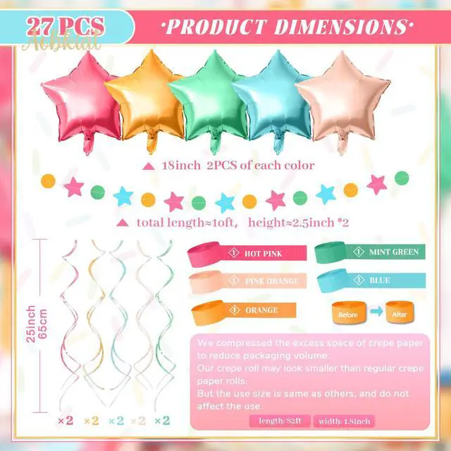Alt view image 5 of 7 - 27PCS Rainbow Party Balloons Kit for Birthday,Candyland Baby Shower