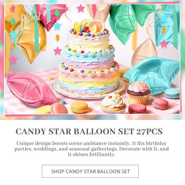 Alt view image 7 of 7 - 27PCS Rainbow Party Balloons Kit for Birthday,Candyland Baby Shower