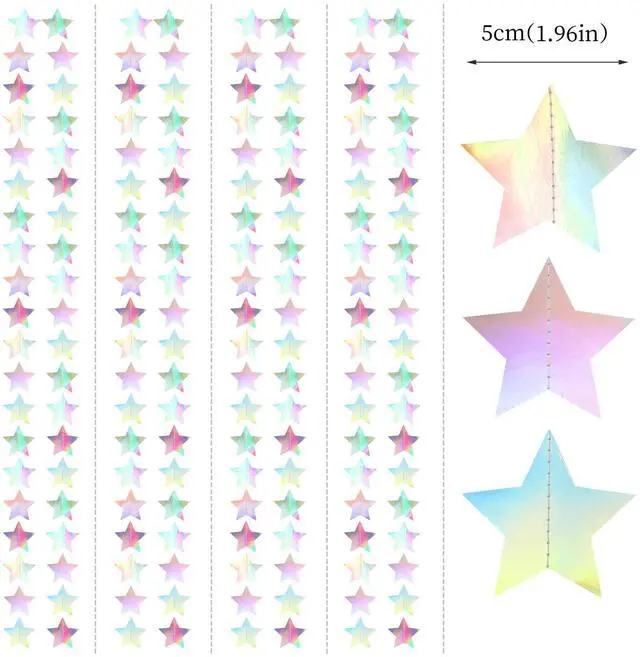 Alt view image 2 of 7 - Iridescent Disco-Holographic Party-Decorations Christmas Garland - 62ft Twinkle Little Star Streamers Hanging Banner,Wedding Birthday Bachelorette Baby Bridal Shower Decor Hugtmr