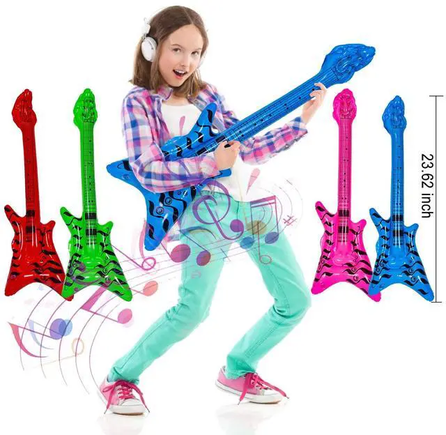 Alt view image 7 of 7 - Inflatable Rock Star Toy Set, 30 PCS 80s 90s Party Decorations Inflatable Party Props Musical Instrument Blow up Guitar Inflate Rock Band for Carnival Party Favors Rock and Roll Party Supplies
