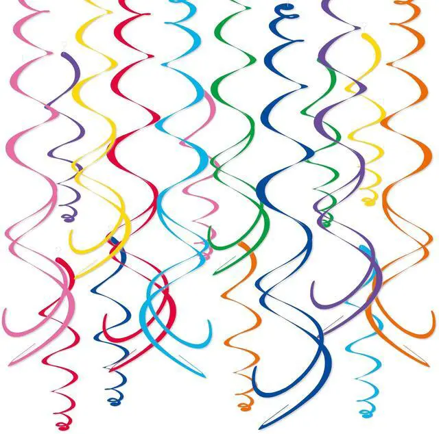 Main image of 48Piece Multi-Color Paper Swirl Decorations Hanging Party Swirls for Birthday, Baby Shower, Wedding & Celebration Decor