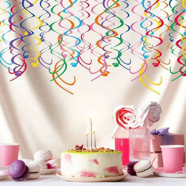 Alt view image 2 of 7 - 48Piece Multi-Color Paper Swirl Decorations Hanging Party Swirls for Birthday, Baby Shower, Wedding & Celebration Decor