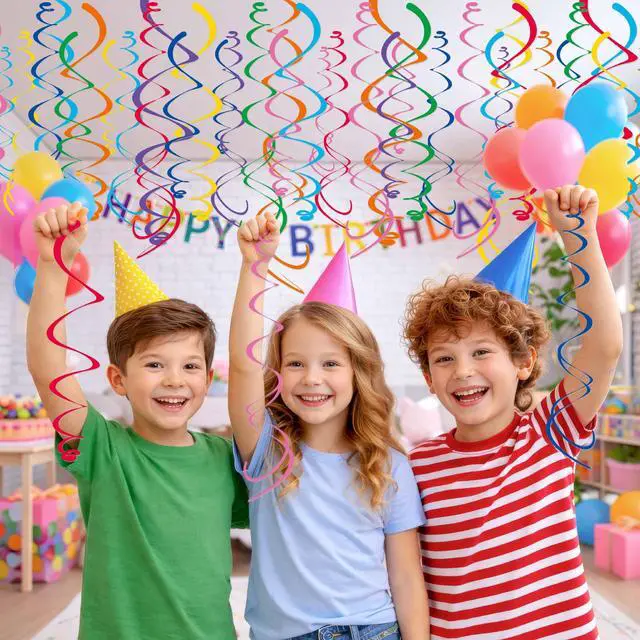 Alt view image 7 of 7 - 48Piece Multi-Color Paper Swirl Decorations Hanging Party Swirls for Birthday, Baby Shower, Wedding & Celebration Decor