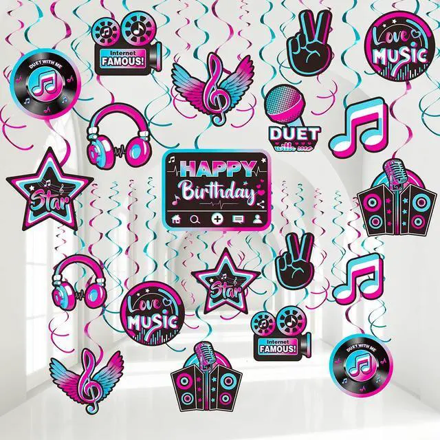 Main image of 30 Pieces Music Party Decoration Music Short Video Party Hanging Swirls Decor for Boys Girls Adults Karaoke Birthday Dj Short Video Social Media Theme Baby Shower Supplies